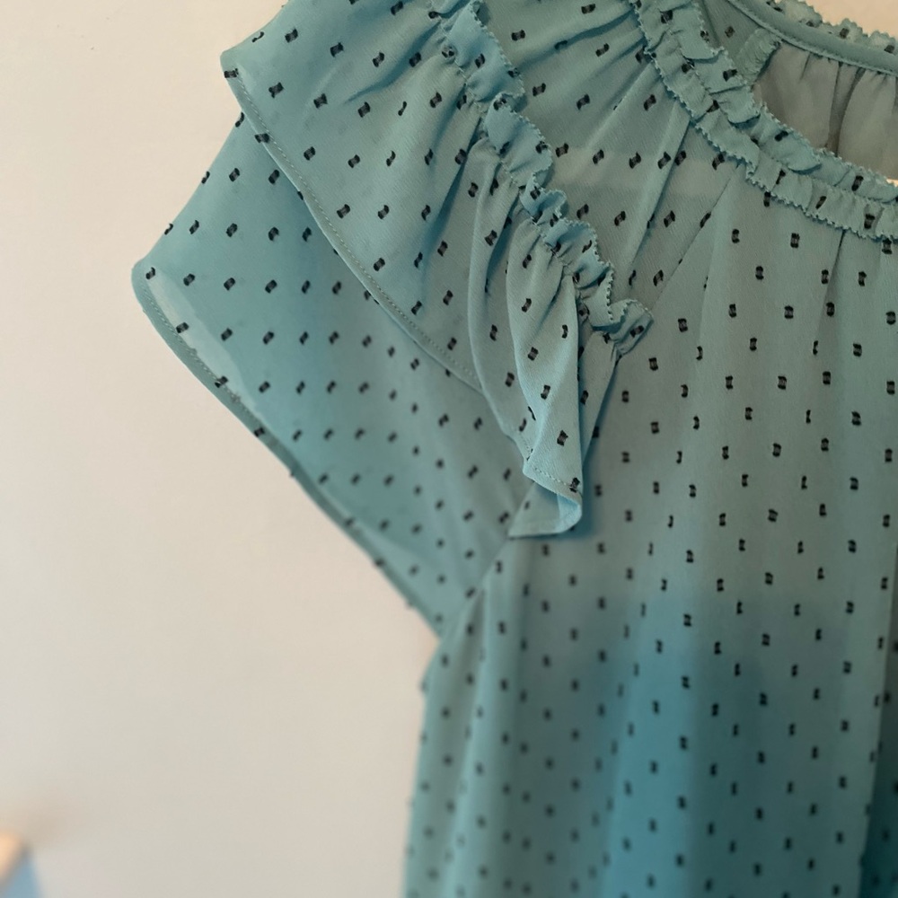 LOFT Women's Ruffled Teal Top - Picture 5 of 8